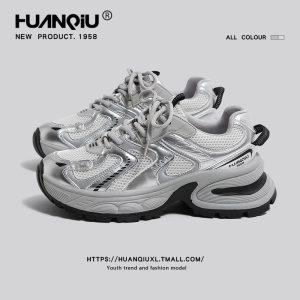 Global Platform Silver Daddy Shoes Women's Spring 2025 New Versatile Retro Super Good Looking Casual Sneakers Girls