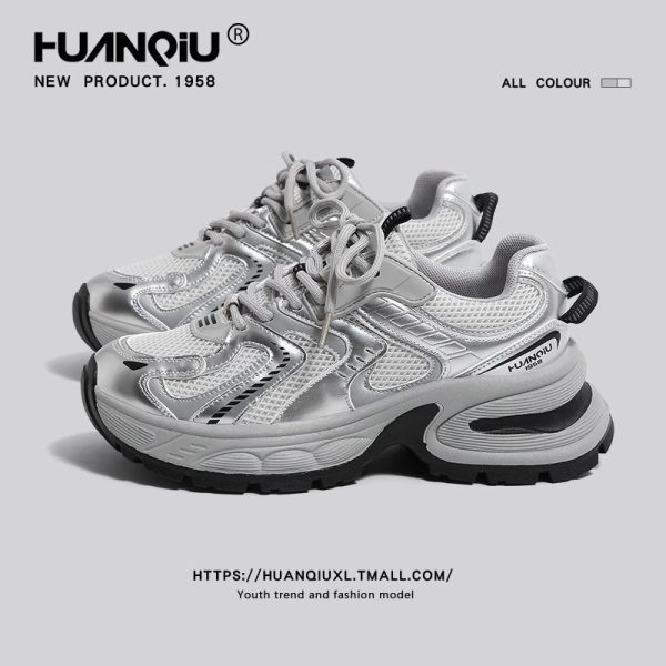 Global Platform Silver Daddy Shoes Women's Spring 2025 New Versatile Retro Super Good Looking Casual Sneakers Girls