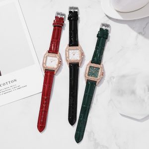 Douyin Internet celebrity square quartz women's watch women's fashion elegant diamond belt quartz watch student watch women
