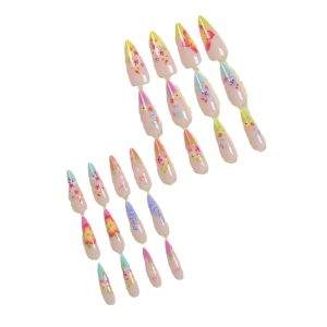 European and American wearable nails, colorful gradients, wearable nails, colorful flowers, nail patches, flowers, fake nail patches