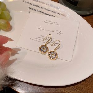 French vintage Monet garden drip glaze flower earrings women's light luxury niche high-end enamel flower earhook earrings