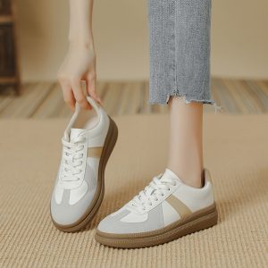 German training shoes retro women's shoes 2025 new couple casual board shoes versatile flat white shoes leather Forrest Gump shoes women