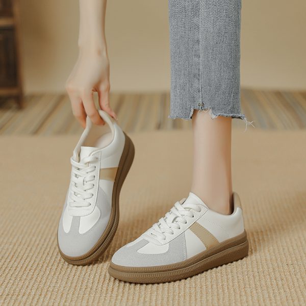 German training shoes retro women's shoes 2025 new couple casual board shoes versatile flat white shoes leather Forrest Gump shoes women - Image 4