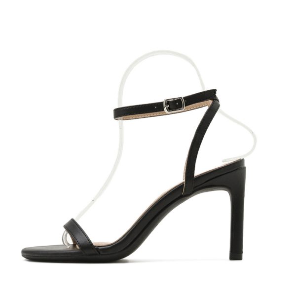 Summer round scalp sandals women's stiletto open toe with a fashionable high heel European and American versatile microfiber sexy women's shoes - Image 5