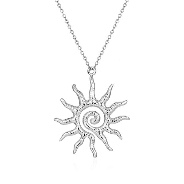 European and American cross-border Amazon popular sunflower necklace women's personality gold hollow pendant fashion simple clavicle chain - Image 4