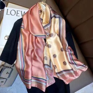 2022 new spring brocade silk scarf high-end European version of artificial silk scarf women's scarf shawl live supply