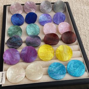 French vintage design candy color twisted piece round acetic acid earrings women's summer new niche resort style earrings
