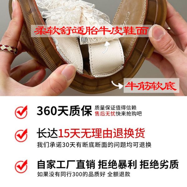 Cowhide version ~ bow sandals Women wear the new cow tendon sole flip-flops seaside beach shoes for the summer of 2025 - Image 2