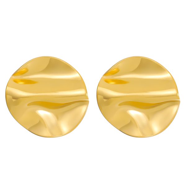 Cross-border new titanium steel pleated geometric earrings ins style European and American retro glossy irregular earrings pre-loved earrings - Image 5