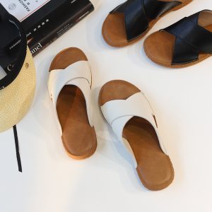 Out of Japan tail single Super soft arbitrary fold versatile comfortable cowhide flat sandals slippers women's 2024 summer new 618D