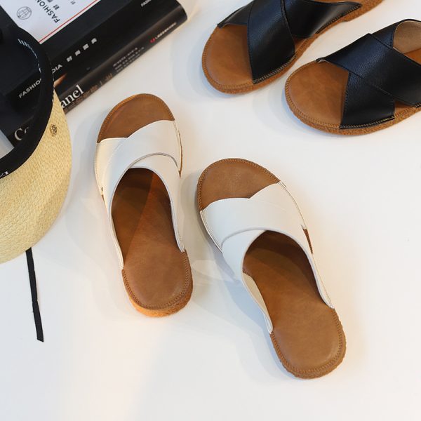 Out of Japan tail single Super soft arbitrary fold versatile comfortable cowhide flat sandals slippers women's 2024 summer new 618D - Image 2