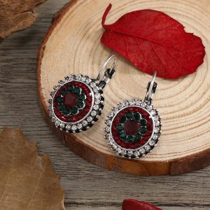 Retro bohemian ethnic style full of diamonds French buckle earrings stud earrings accessories AliExpress ebay hot sale
