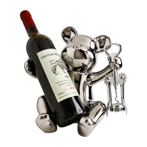Household grape wine rack ornaments, light luxury, high-end violence, bear wine saucers, glass shelves, wine cabinets, living room, home decorations