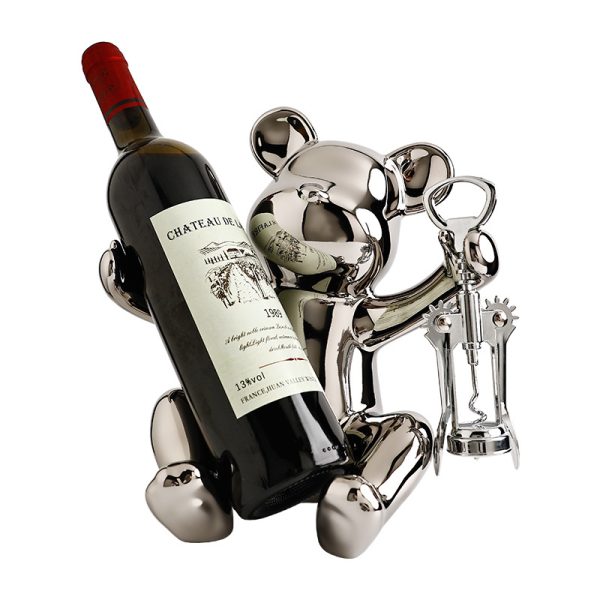 Household grape wine rack ornaments, light luxury, high-end violence, bear wine saucers, glass shelves, wine cabinets, living room, home decorations - Image 5