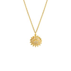 Cross-border same rotatable sunflower inlaid zirconium necklace women's light luxury niche design cold style clavicle chain pendant