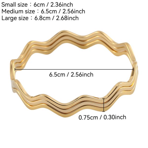 ins style multi-layer layered stainless steel bracelet high-end design temperament wavy gold titanium steel bracelet jewelry - Image 4