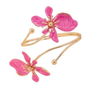 European and American cross-border elegance and simplicity, fresh and sweet design, gold enamel glaze craft flower open bracelet