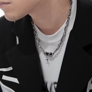Fashion trend Internet celebrity same collarbone necklace men's versatile high-end simple men's necklace hip-hop jewelry wholesale