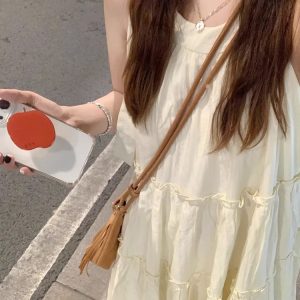 Milk sweet sleeveless halterneck dress women's summer 2023 new small man fungus thin A-line princess dress