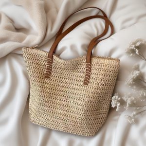 Korea commuter large capacity straw bag bag simple 2025 summer seaside resort style shoulder bag handwoven bag