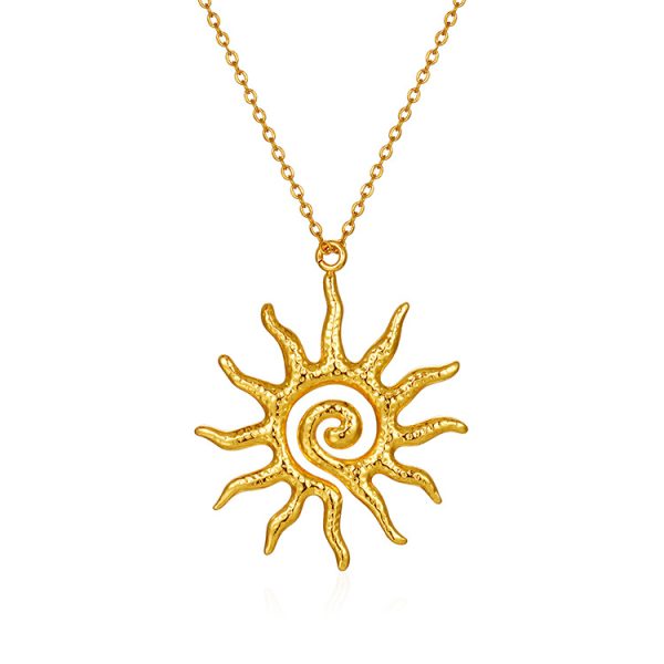 European and American cross-border Amazon popular sunflower necklace women's personality gold hollow pendant fashion simple clavicle chain - Image 5