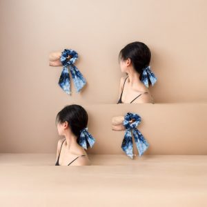 New Wild Rose Van Gogh Streamer Colon Hair Ring Starry Sky Satin Oil Painting Hair Cord Bands Hair String Hair Ornament