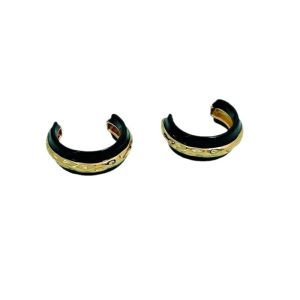 French niche wide C-shaped circle earrings, black gold series, personalized retro stud earrings, temperament, high-end earrings, women