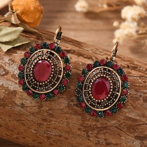 AliExpress ebay hot sale vintage bohemian ethnic style full of diamonds French buckle earrings stud earrings earrings