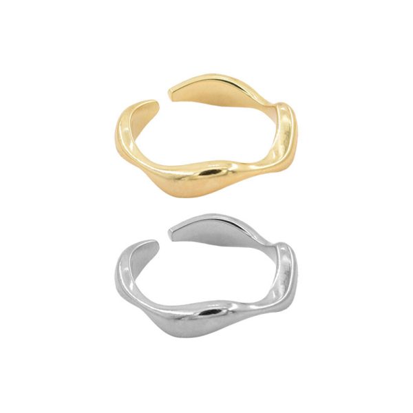 Korean Internet celebrity metal gold and silver two-color index finger opening ring women's cold style fashion personality simple design hand jewelry - Image 5