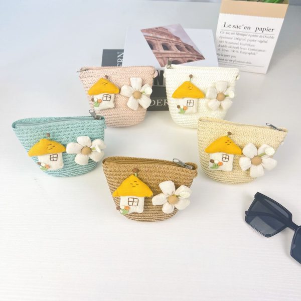 Straw Girls' Summer New Children's Cute Satchel Coin Purse Seaside Beach Sweet Small Bag Cross-border Wholesale - Image 2