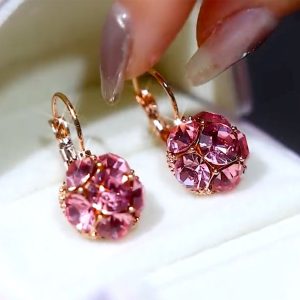 Korean retro color circle full diamond earrings 2023 new high-end niche design temperament earrings