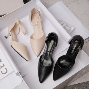 High heels women's 2025 new pointed toe stiletto heel royal sister toe sandals with skirt one-button hollow shoes in summer