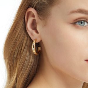 French circle diamond large earrings, women's European and American high-end earrings, niche design, sensory designer, personalized gold earrings