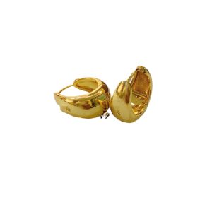 Unique, niche, French retro, cold style, high-end earrings, brass 22K real gold, simple circle temperament earrings
