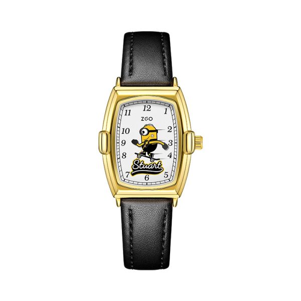 Minions co-branded vintage watch women's gold high-end sense women's niche French quartz watch women's model - Image 5