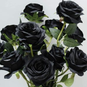 Simulation flower pure black rose living room single high-end Valentine's Day fake flower bouquet ornament home decoration flower arrangement