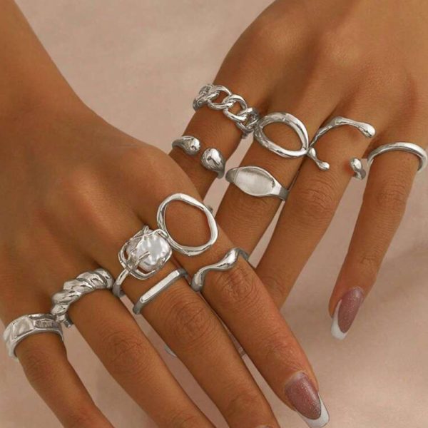 European and American cross-border hot-selling jewelry: women's opening adjustable rings, personalized geometric rings, fashion accessories, hand jewelry, jewelry - Image 4