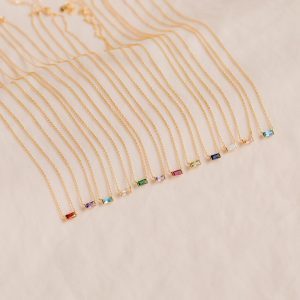 Titanium steel spot birthstone 12 birthstone zircon necklace month stone ladies high color retention ins necklace