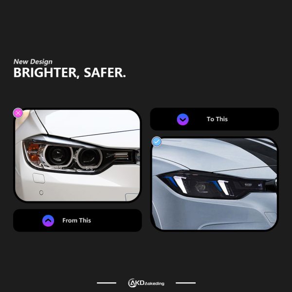Dedicated 12-18 BMW F30 F35 headlight assembly modified tusk style LED daytime running lights turn cross-border - Image 2