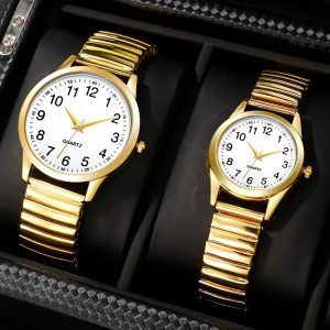 Fashion men's large numeric dial women's watch spring elastic band middle-aged and elderly watch event gift quartz watch men's watch