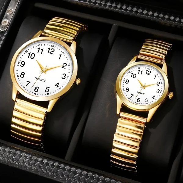 Fashion men's large numeric dial women's watch spring elastic band middle-aged and elderly watch event gift quartz watch men's watch - Image 3