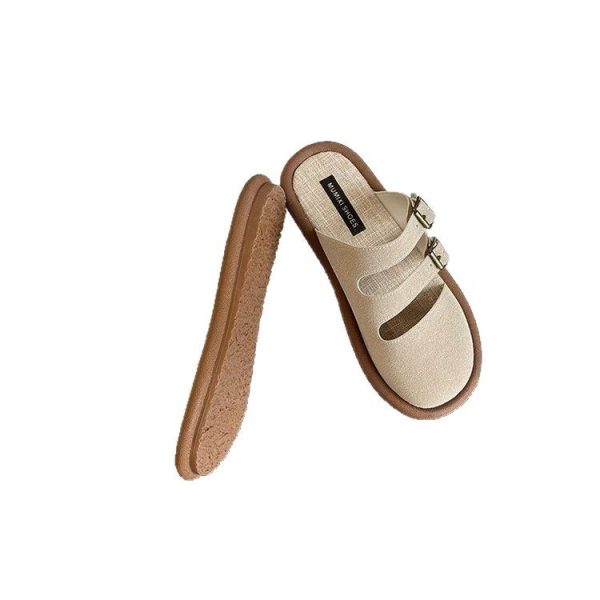 Birkenstocks, summer slip-ons, toe-toe, semi-slippers, women's breathable linen slip-ons, soft-soled cotton linen mules to wear outside - Image 5