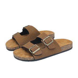 Chuanglong thick-soled Birkenstock PU leather face Birkenstock retro half-slippers slotted sandals high-end men's and women's spring and summer wear