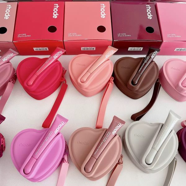 Hailey's same rhode lipstick, lip gloss, love silicone bag, small change, heart-shaped cosmetic bag, e-cigarette bag