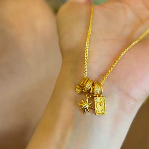 Little Red Book's popular star and moon mythical necklace female sunflower embellished little star DIY moonlight brand heart-shaped pendant