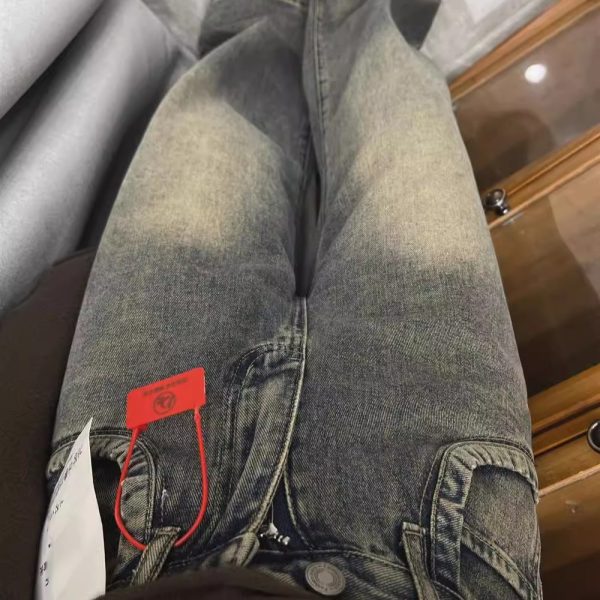 2025 retro draped wide-leg jeans women's spring and autumn high-waisted loose mopping straight leg versatile pants look thin and tall - Image 4