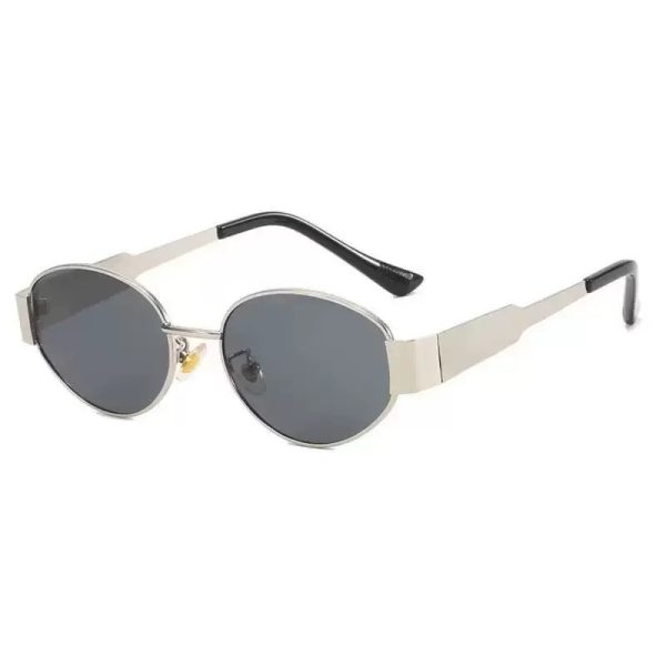 Retro old money style metal oval sunglasses, women's sunscreen, high-end sense of small frame, Hong Kong style concave sunglasses - Image 4