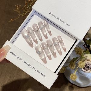[Doomsday Dream] Premium chain broken diamond cat's eye three-dimensional relief rose flower doomsday dream nail patch