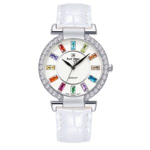Royal Crown Fashion Watch Casual Strap Coloured Zircon Coloured Diamond Women's Watch