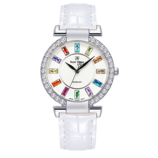 Royal Crown Fashion Watch Casual Strap Coloured Zircon Coloured Diamond Women's Watch - Image 2